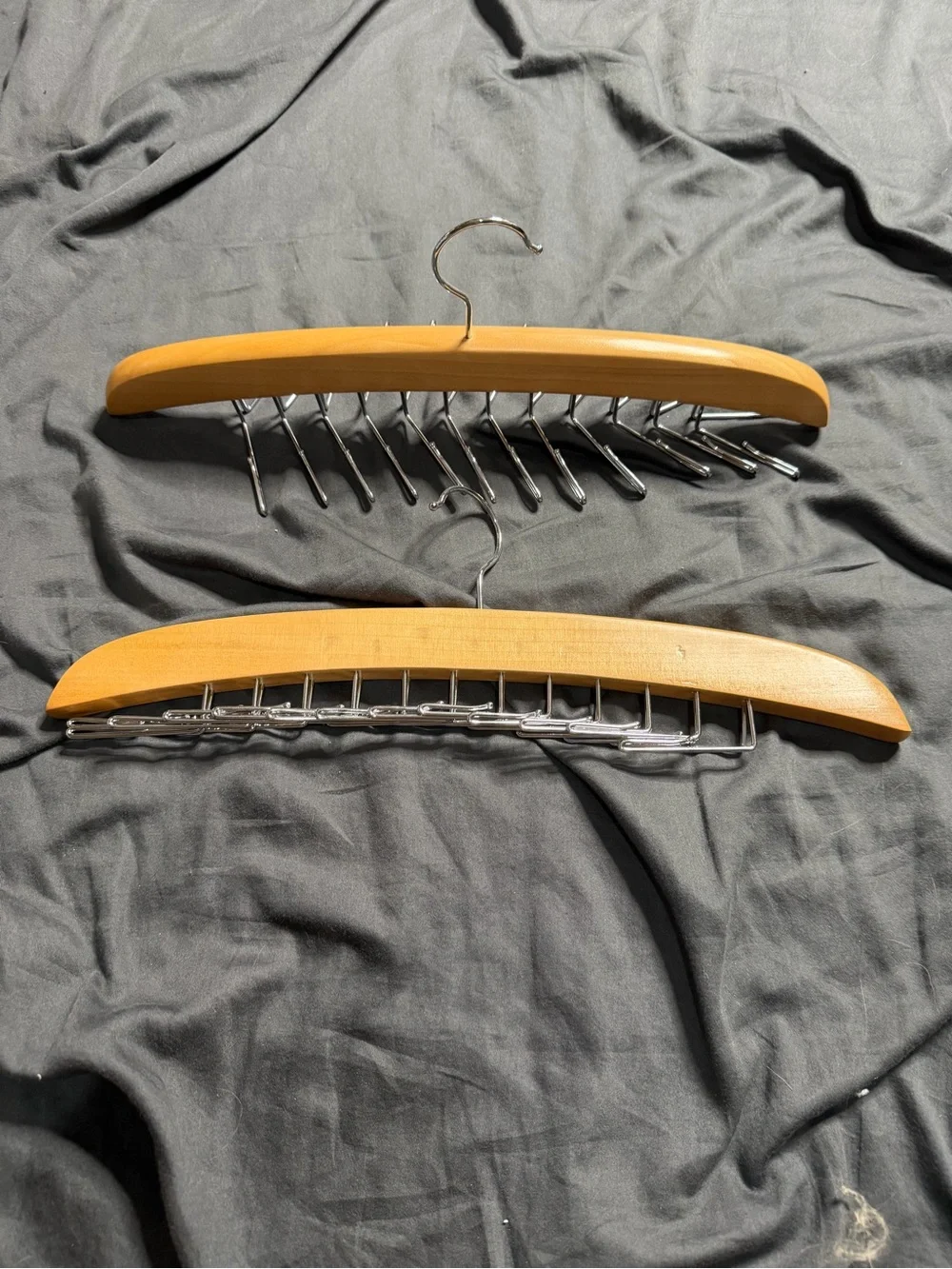 Wood and Chrome Multi-Tie Rack Hanger - Natural Wood
